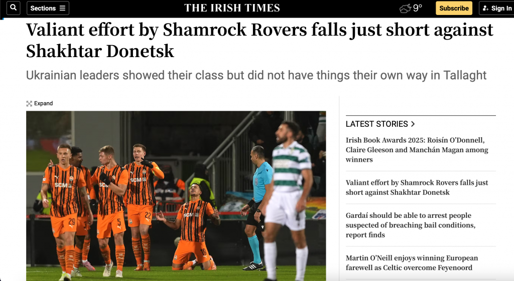 "Класс и сила дончан слишком высоки" Шемрок Роверс – Шахтер. Обзор послематчевой ирландской прессы
