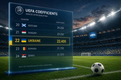Узнайте, какое место занимает Украина в таблице коэффициентов УЕФА после матчей «Динамо», «Полесья» и ЛНЗ, и смотрите расписание ответных игр.