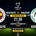 Фенербахче – Коньяспор: где смотреть онлайн матч Суперлиги Турции