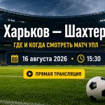 Харьков — Шахтер 16 августа 2026: время начала матча УПЛ, стадион и где смотреть прямую трансляцию онлайн. Проверьте все детали перед игрой.