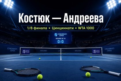 Костюк сыграет с Андреевой в 1/8 финала WTA 1000 в Цинциннати. Узнайте время матча, историю встреч, форму теннисисток и где смотреть игру онлайн.