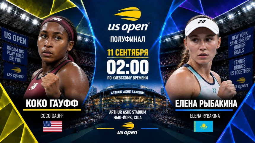 Гауфф — Рыбакина: где смотреть онлайн матч 1/2 US Open