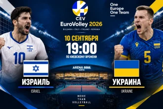 Израиль — Украина: где смотреть онлайн матч ЧЕ-2026 по волейболу