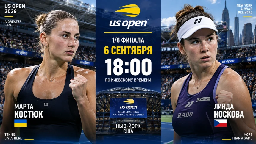 Костюк —Носкова: где смотреть онлайн матч 1/8 US Open