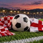 Мяч и шарфы в цветах Хорватии и Англии — иллюстрация к анонсу матча 3 октября 2026 года