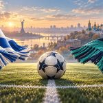 Футбольный мяч и цвета команд: Динамо Киев — Кудровка, редакционная иллюстрация