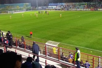Стадион «Колос» в Ковалевке во время матча УПЛ