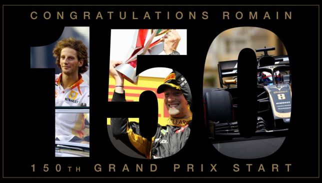 Команда поздравила Грожана со 150 Гран При