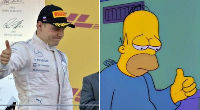 Болельщик сравнил Боттаса с Гомером Симпсоном