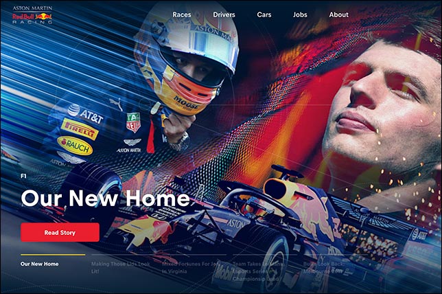 Новая версия сайта Red Bull Racing