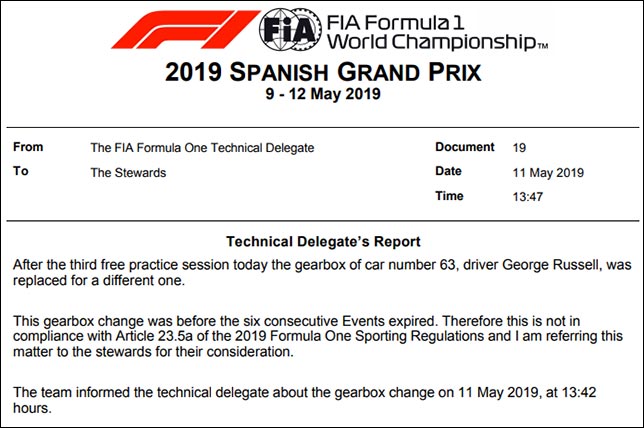 Расселл получит штраф за замену коробки Расселл получит штраф за замену коробки