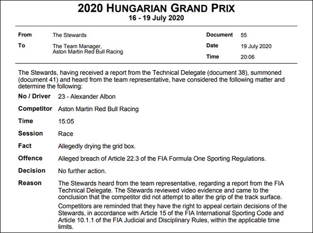 Алекса Элбона не наказали