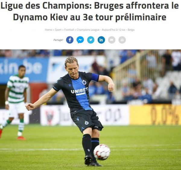 Бельгійська преса - про матчі з "Динамо" в Лізі чемпіонів Бельгійська преса - про матчі з "Динамо" в Лізі чемпіонів